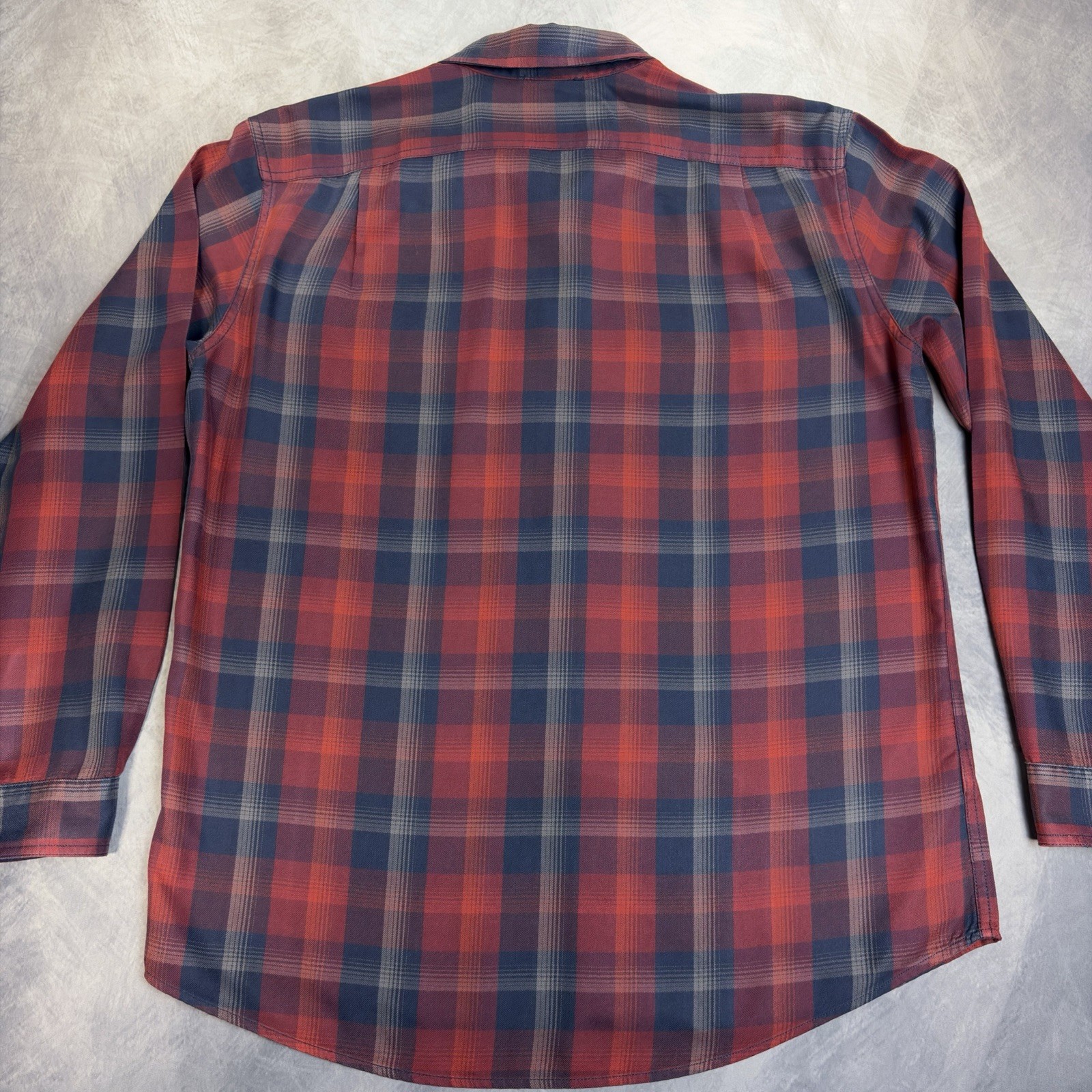Eddie Bauer Mens Large Plaid Button Down Shirt Red Blue Long Sleeve Outdoor