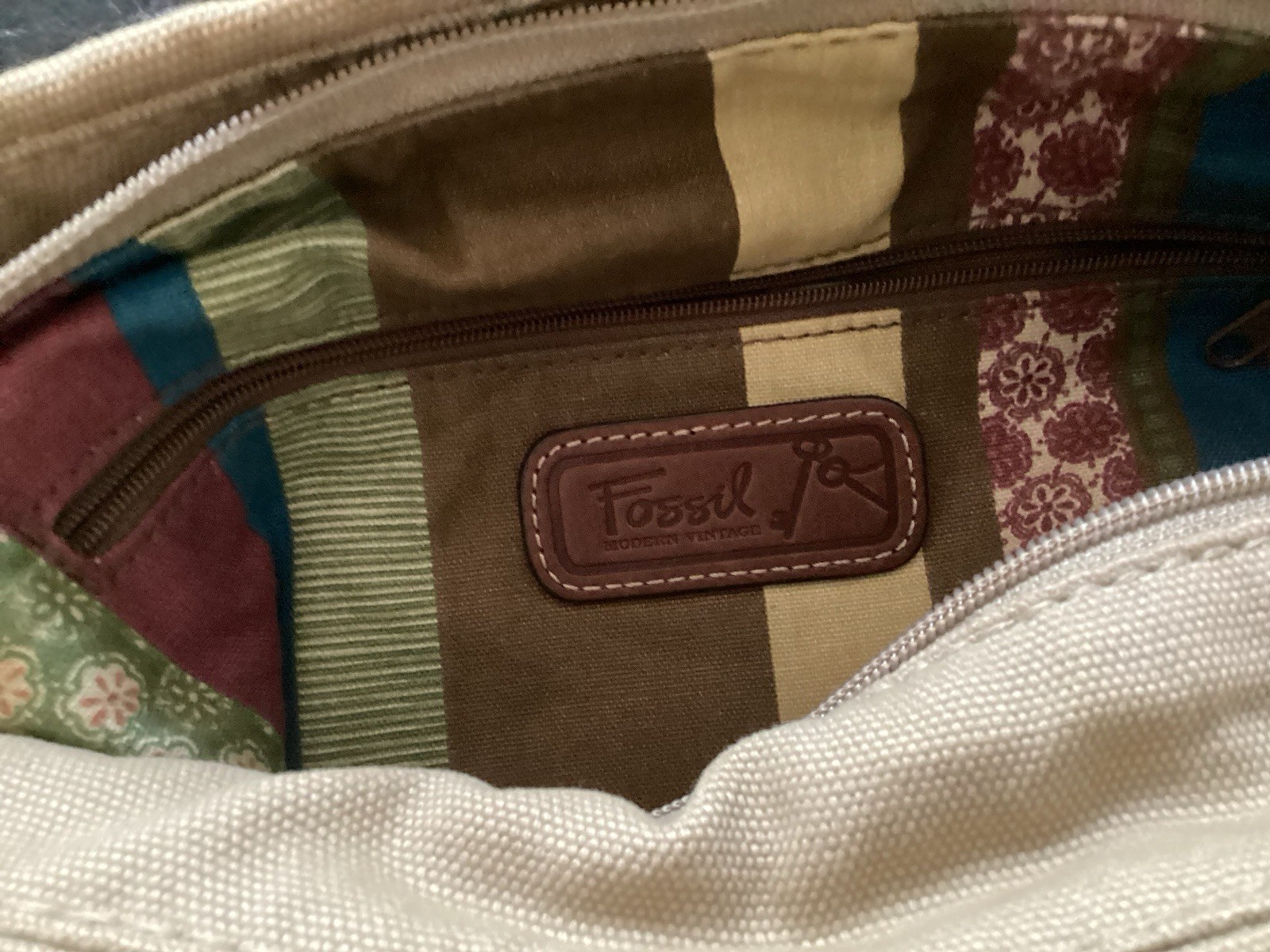 Fossil Lot of 2 Women’s Crossbody Bags Brown/Beige Zip Closure Inner Pockets