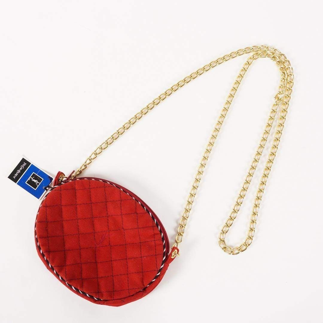 Yves Saint Laurent Shoulder Bag w/Tag Suede Red Size: W:6.7 × H:5.1in. [Unused]