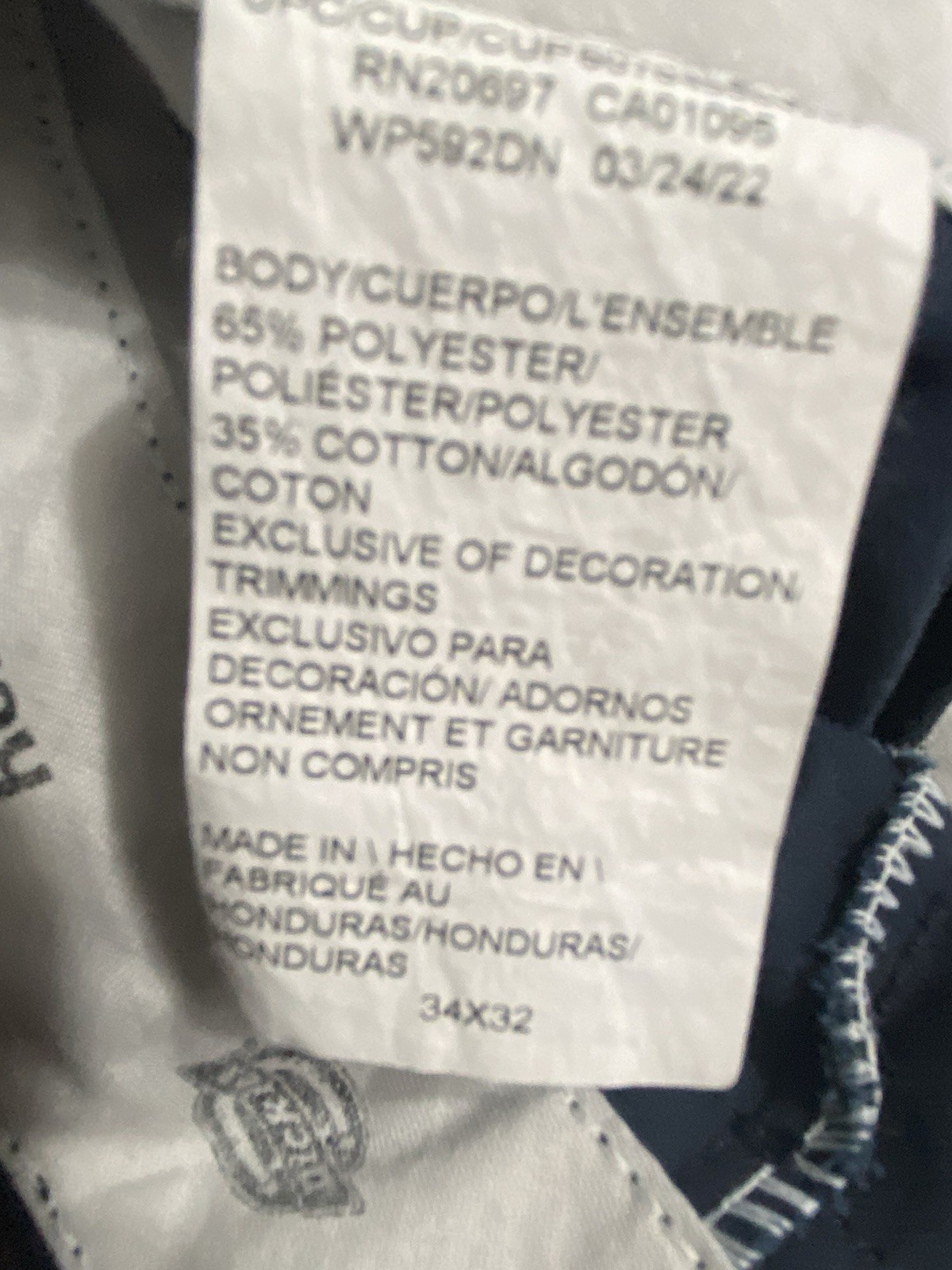 Dickies Mens Navy Cargo Work Pants 34×32 Twill Poly/Cotton MPN WP592DN