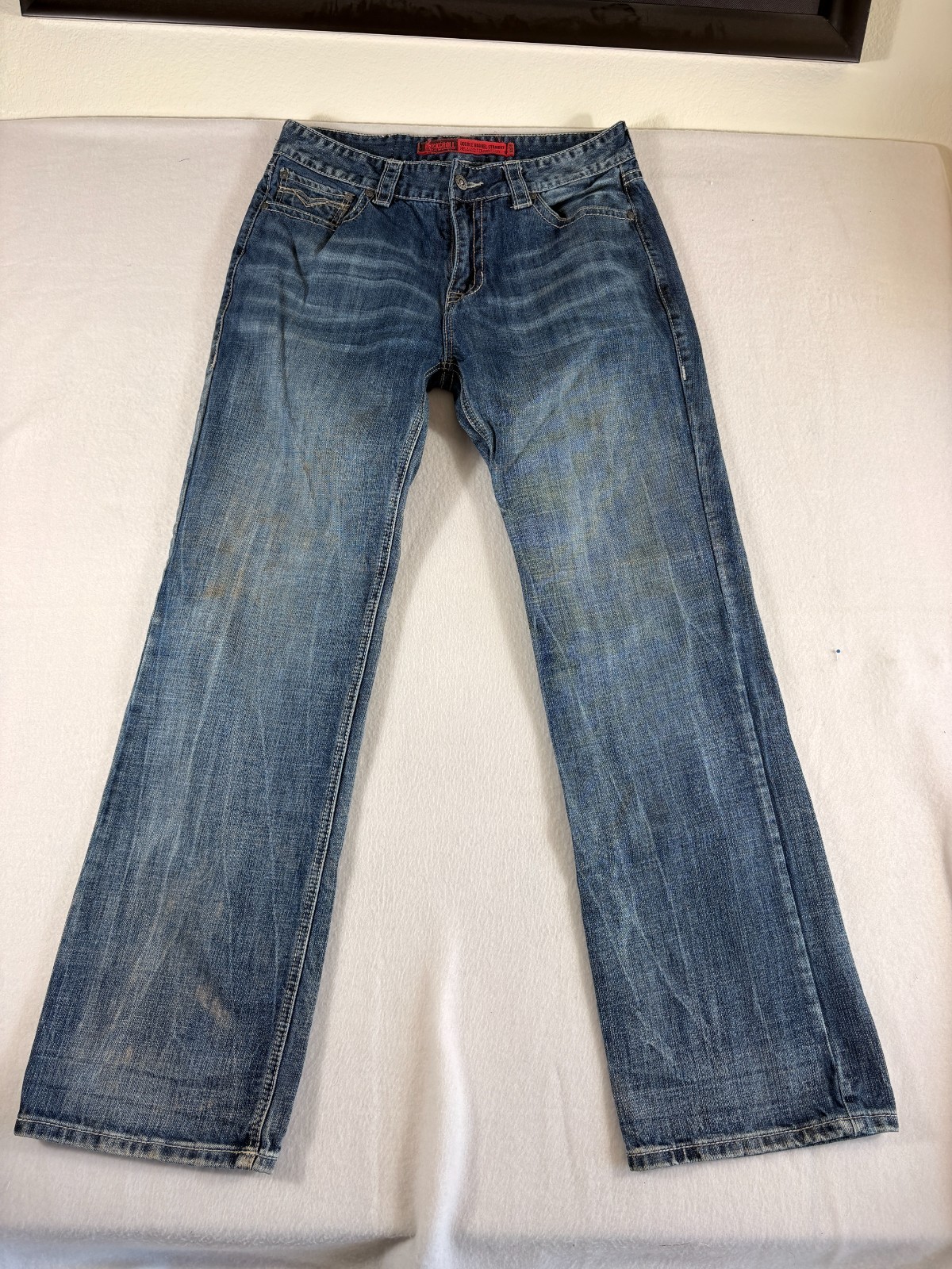 Rock & Roll Double Barrel Relaxed Straight Leg Jeans Mens 34×36 (33×33.5) Blue