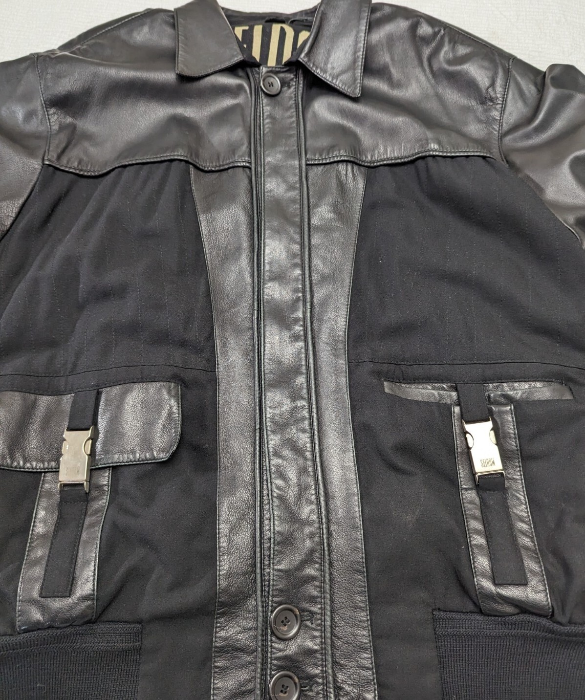 Vintage 80s Mens Wool Leather Bomber Jacket 2X Hipster Metal Accents GERMANY