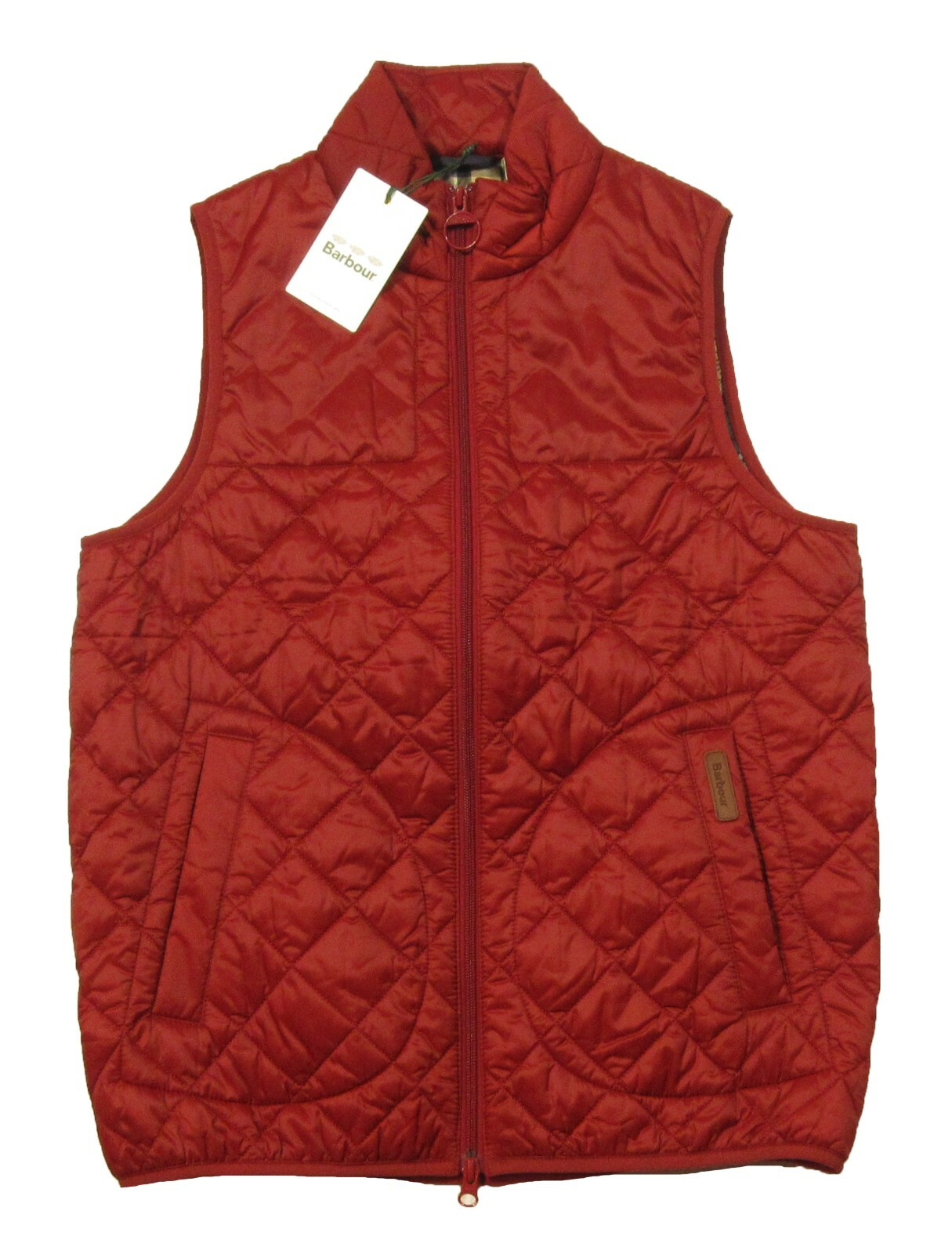 Barbour Men’s Lobster Red Mitchell Quilted Gilet Full Zip Vest