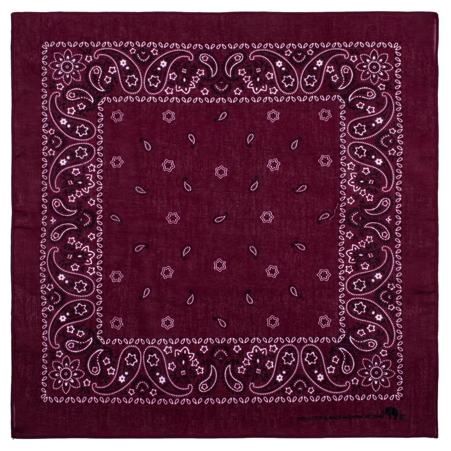 Bandanas 100% cotton since 1898-12 Pack (Maroon)