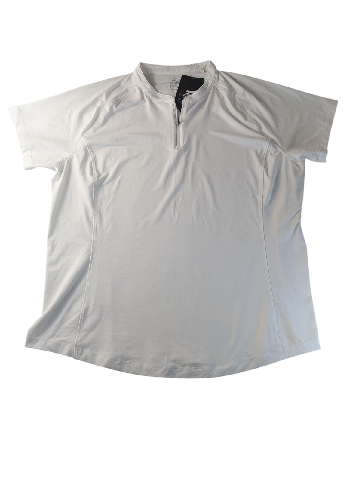 Slazenger Womens 2XL HydroDri UPF30 Tech Blade Short Sleeve Zip Golf Shirt White