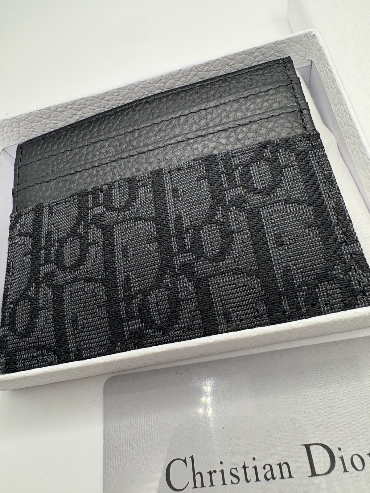 Black Christian Dior Oblique Jacquard Card Holder