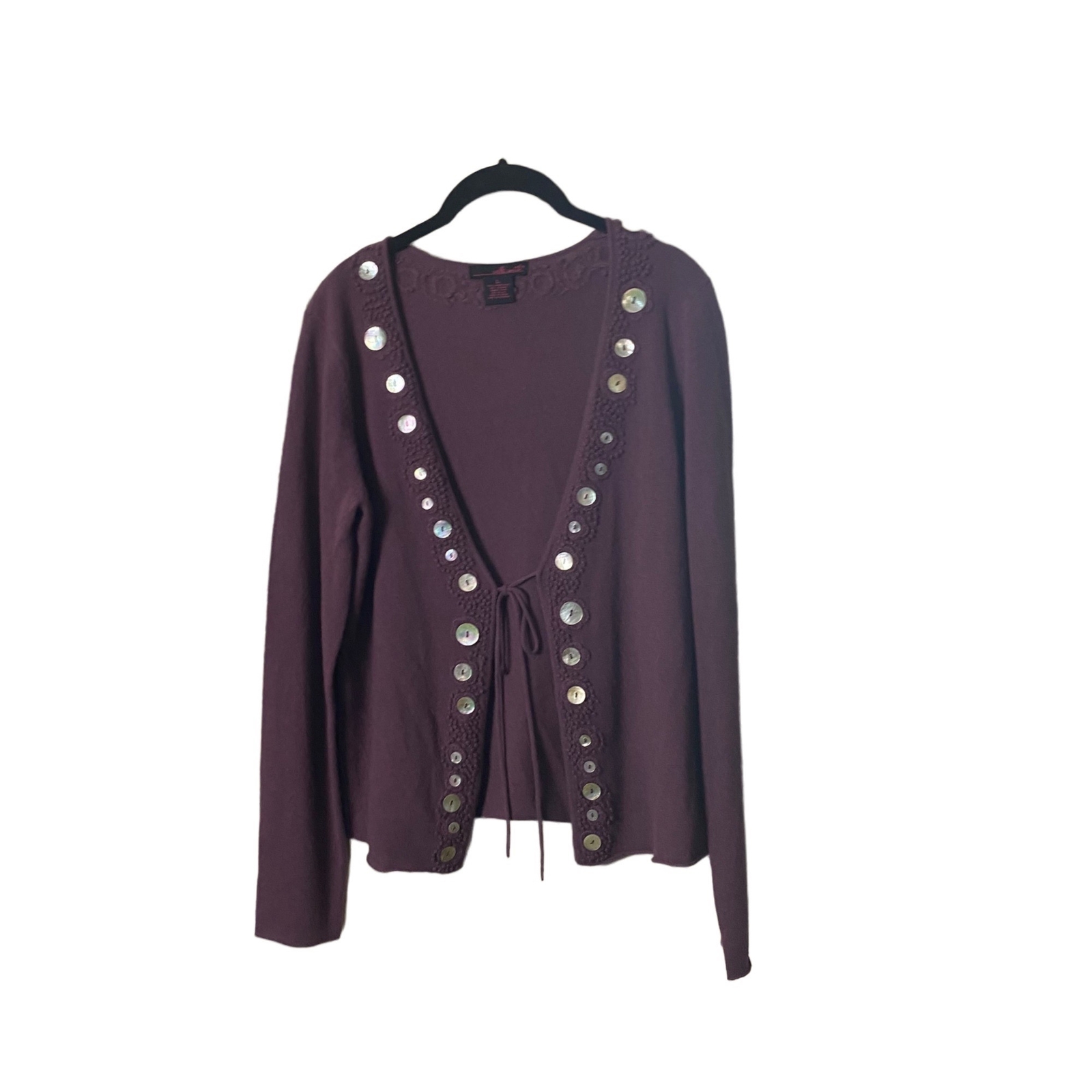 Willi Smith Women Large Boho Angora Hair Lamb Wool Blend Button Accent Cardigan