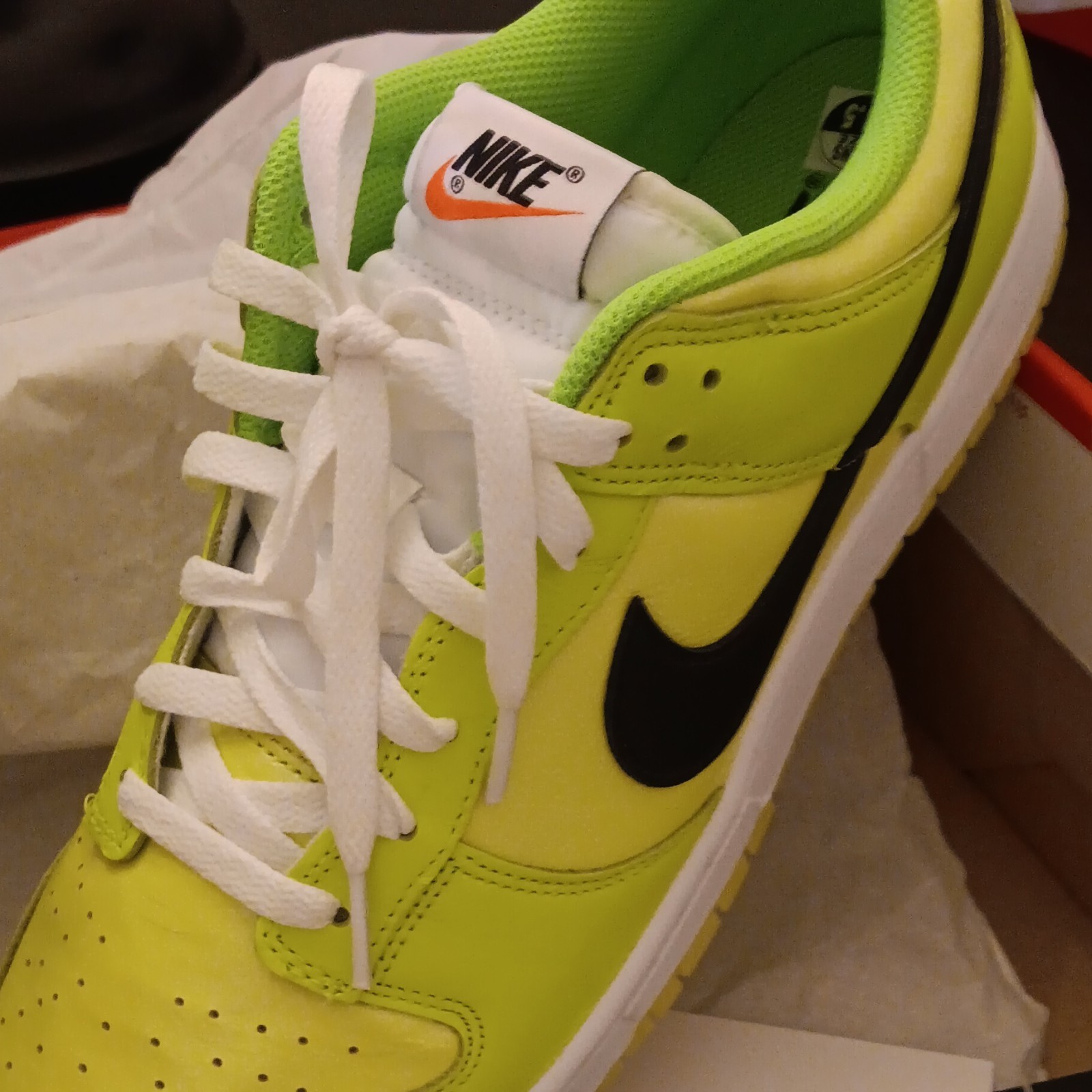 Nike Dunk Low SE Volt/Black/Total Orange Low Top Leather 2023 FJ4610-702
