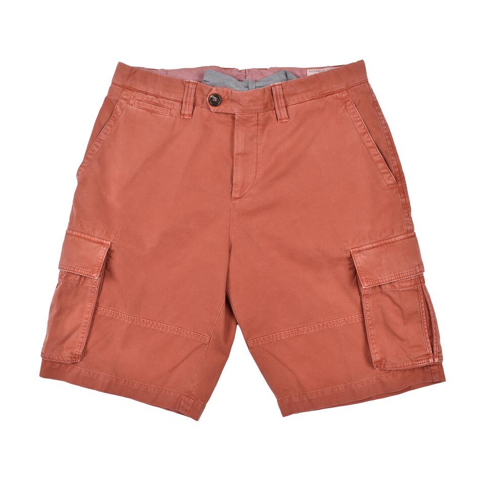 Brunello Cucinelli Men’s Cargo Shorts Size 30 / 46 Burnt Orange Cotton – $1,095
