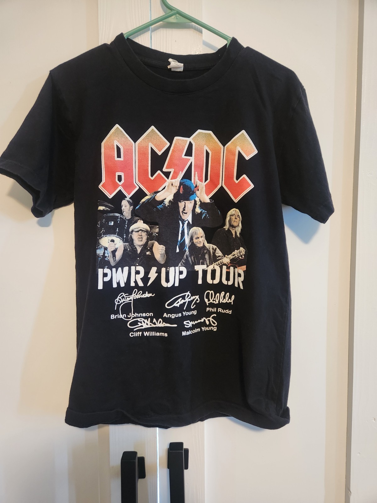 AC/DC 2025 Power Up Tour PWR/UP Graphic Double Sided Cities T-Shirt Mens Small