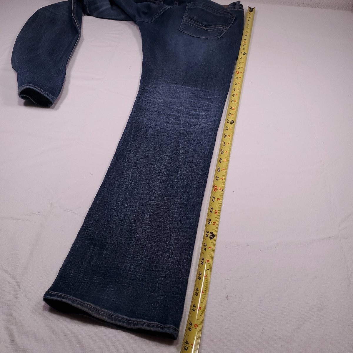 Buckle BKE Carter 32L Mens Jeans Blue 32×33 Straight Leg Stretch Designer Denim