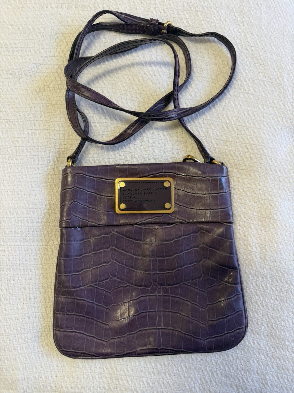 Marc by Marc Jacobs Standard Supply Purple Croc Embossed Zip Crossbody Bag