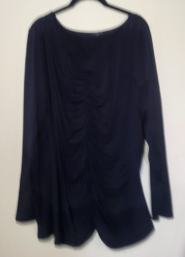 Lane Bryant NEW Sexy Ruched Stretch V Neck Long Sleeve Top Plus 30/32 5X Black