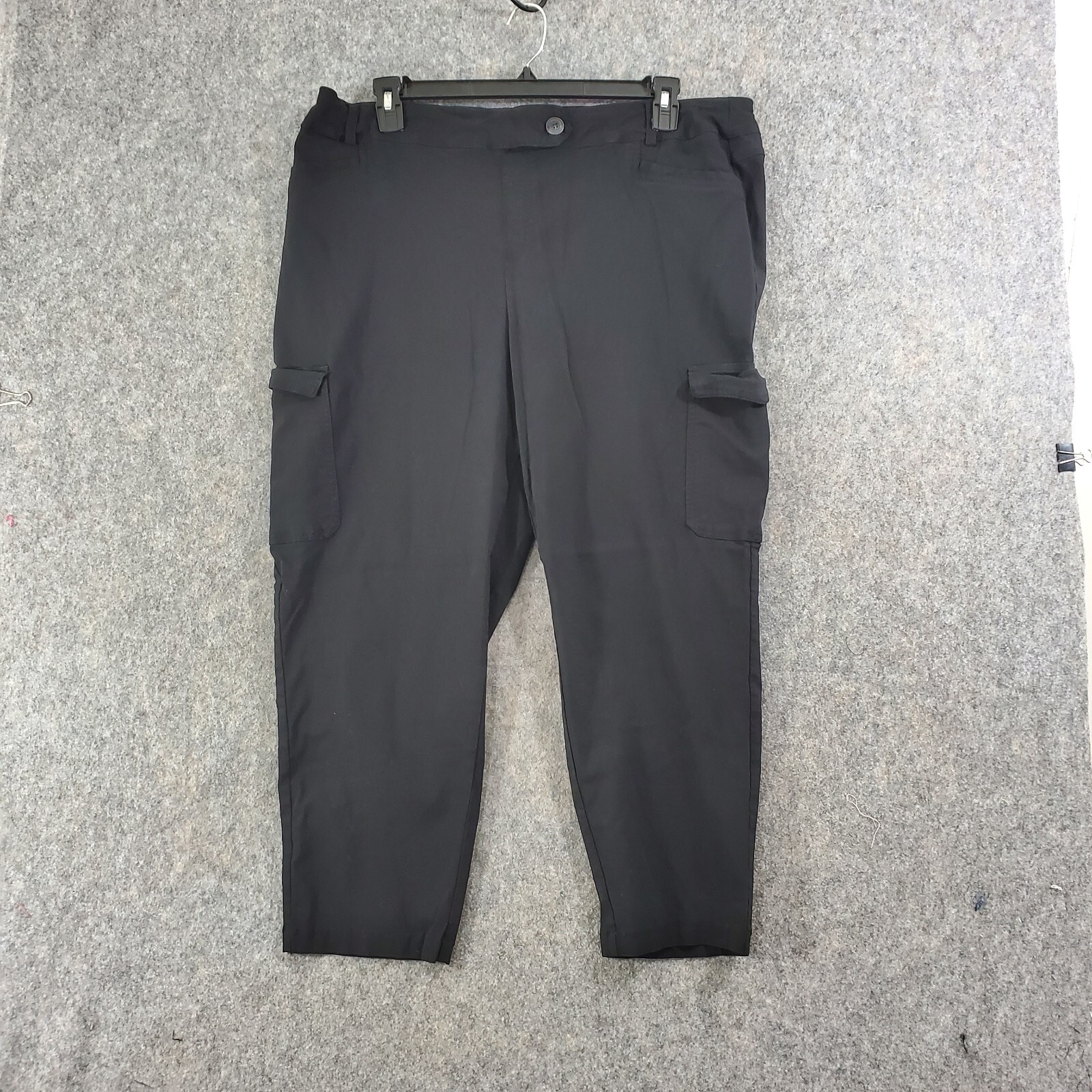 Cato Pants Womens 22 W Black Knit Pull-On 26.5″ Inseam Cargo High Rise Outdoor