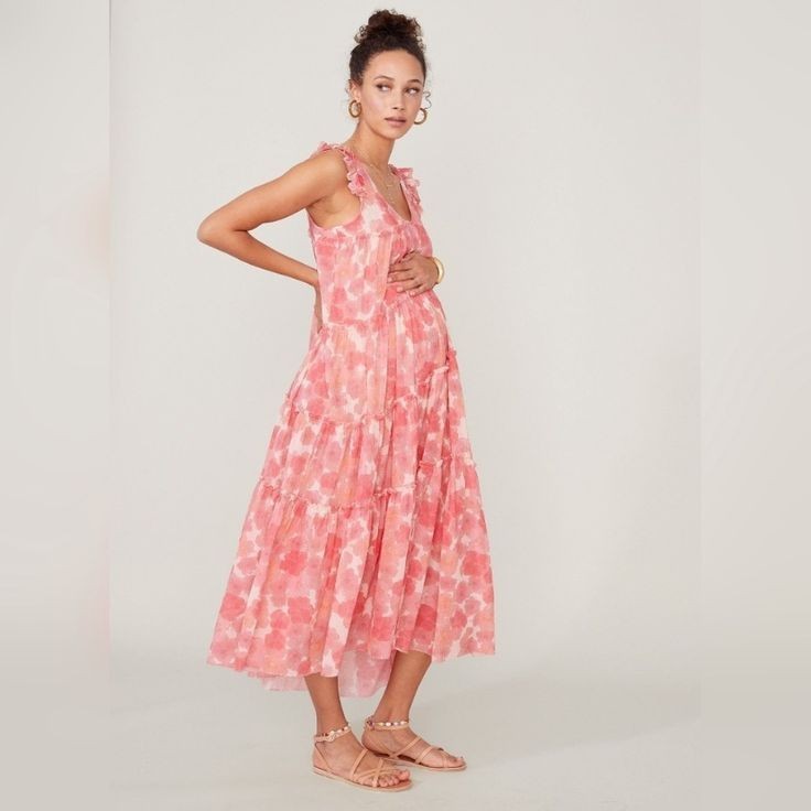 Hatch Maternity Women’s THE ANAELLE DRESS Silk Blend Pink Size 1 (S/4-6) $348NEW