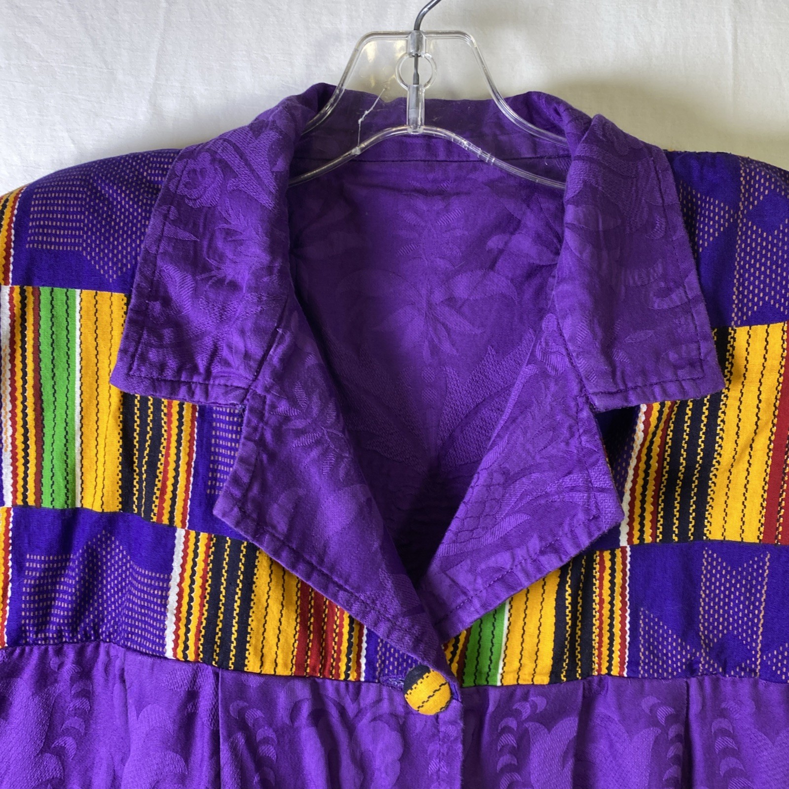 African Purple Womens Jacket – Size 1X – VTG Homemade, No Tags, Shoulder Pads