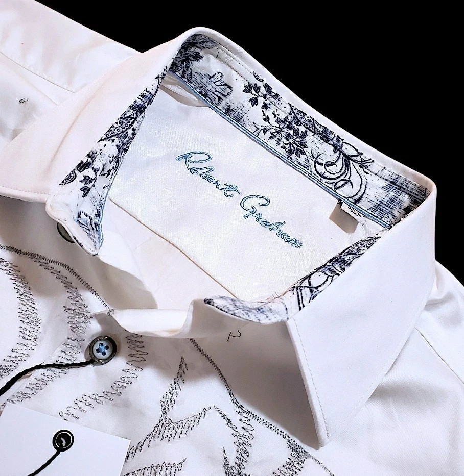 $378 Robert Graham Maelstorm Button Down Embroidery Tiger Dragon Paisley Shirt L