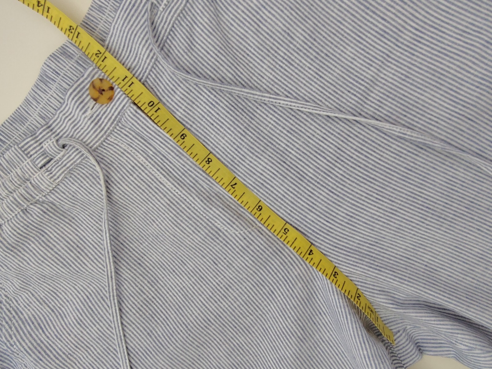Talbots Striped Wide Leg Pants Size 14 Linen Cotton Drawstring Casual Summer