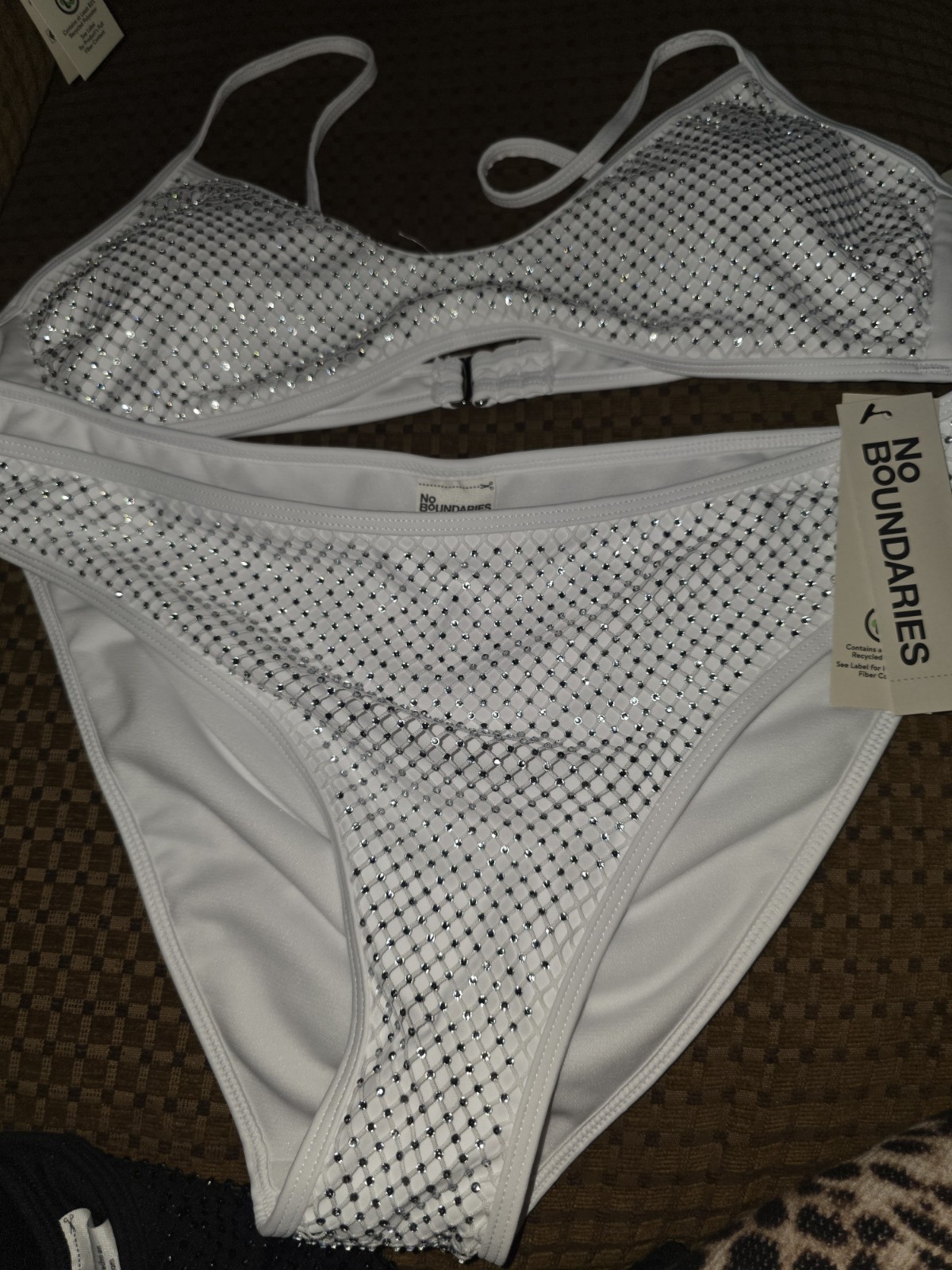 White Rhinestone Embellished Bikini