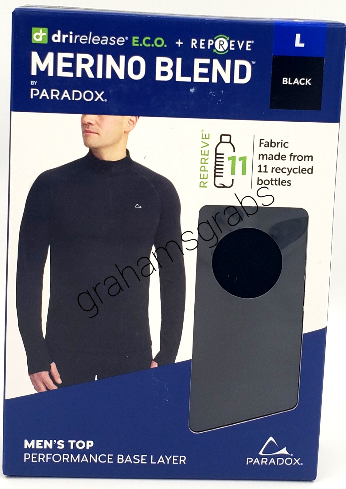 PARADOX MENS MERINO BLEND PERFORMANCE BASE LAYER 1/4 ZIP TOP drirelease M, L, XL