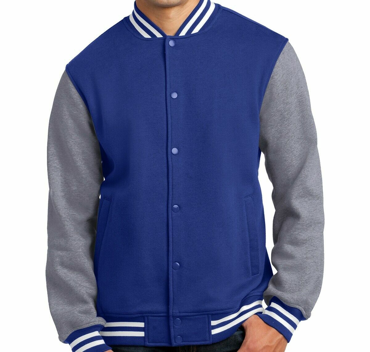 Sport-Tek® Mens Fleece Letterman Jacket ST270 Size XS to 2XL