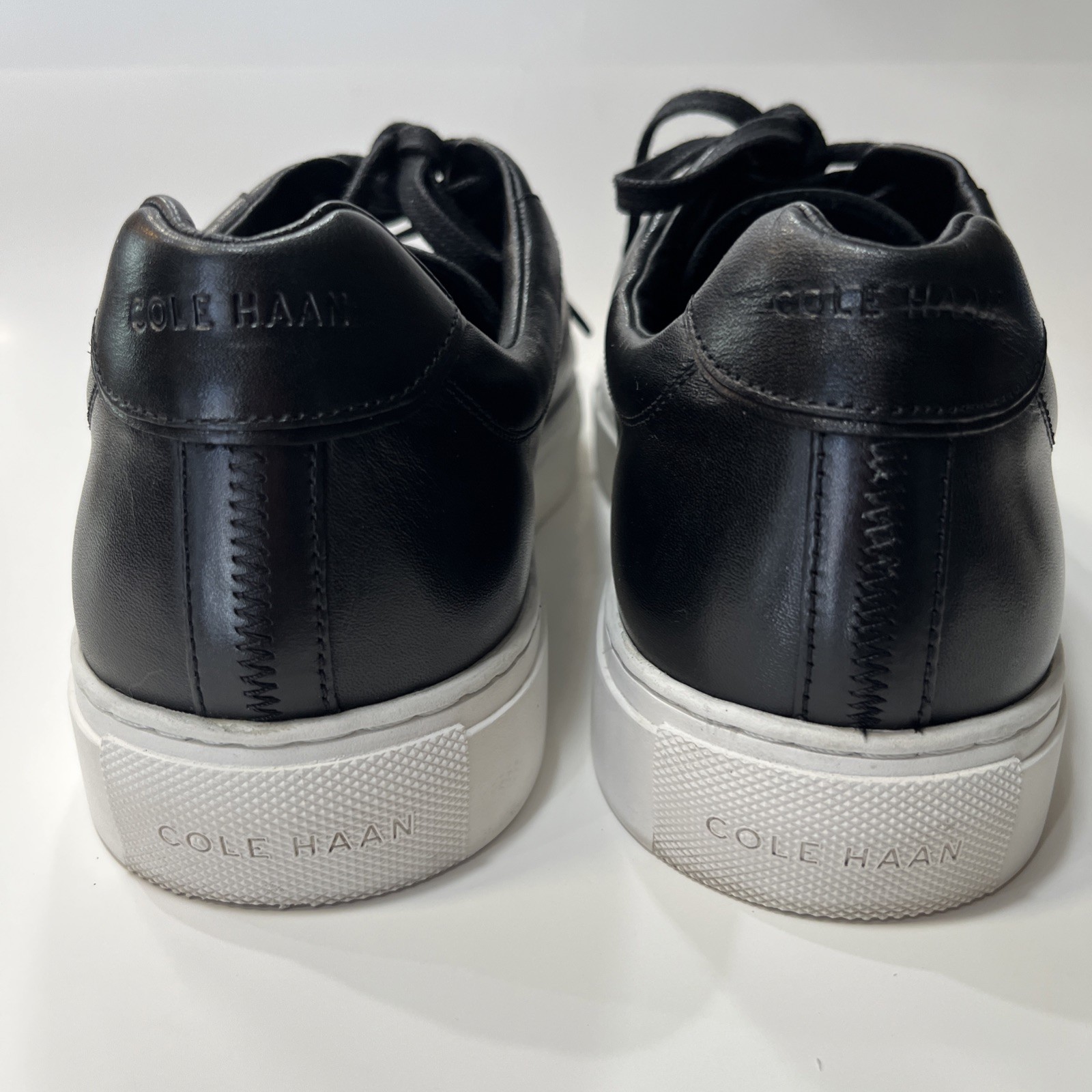 Cole Haan Men’s Leather Lace-Up Casual Sneakers Black/White, US 13 M