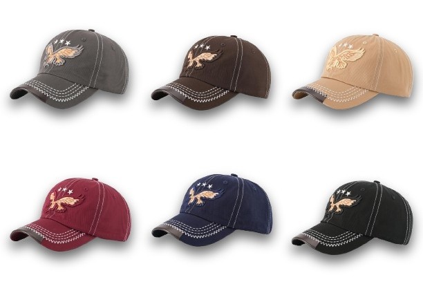 Vintage Eagle Baseball Cap, Adjustable Spandex Blend Embroidered Hat