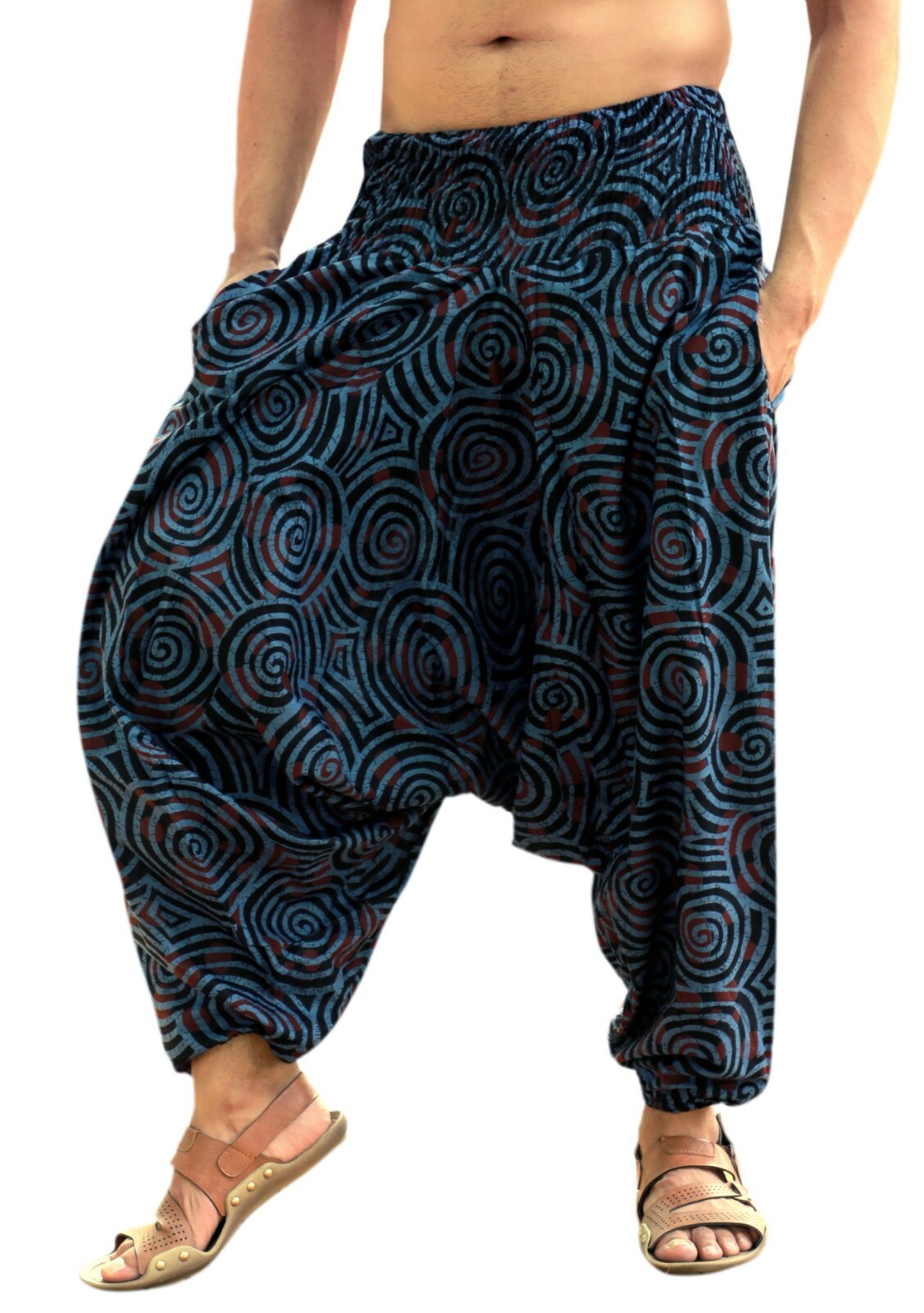 US STOCK Men Women Cotton Pockets Printed Harem Pants Trousers Gypsy Hippie Boho