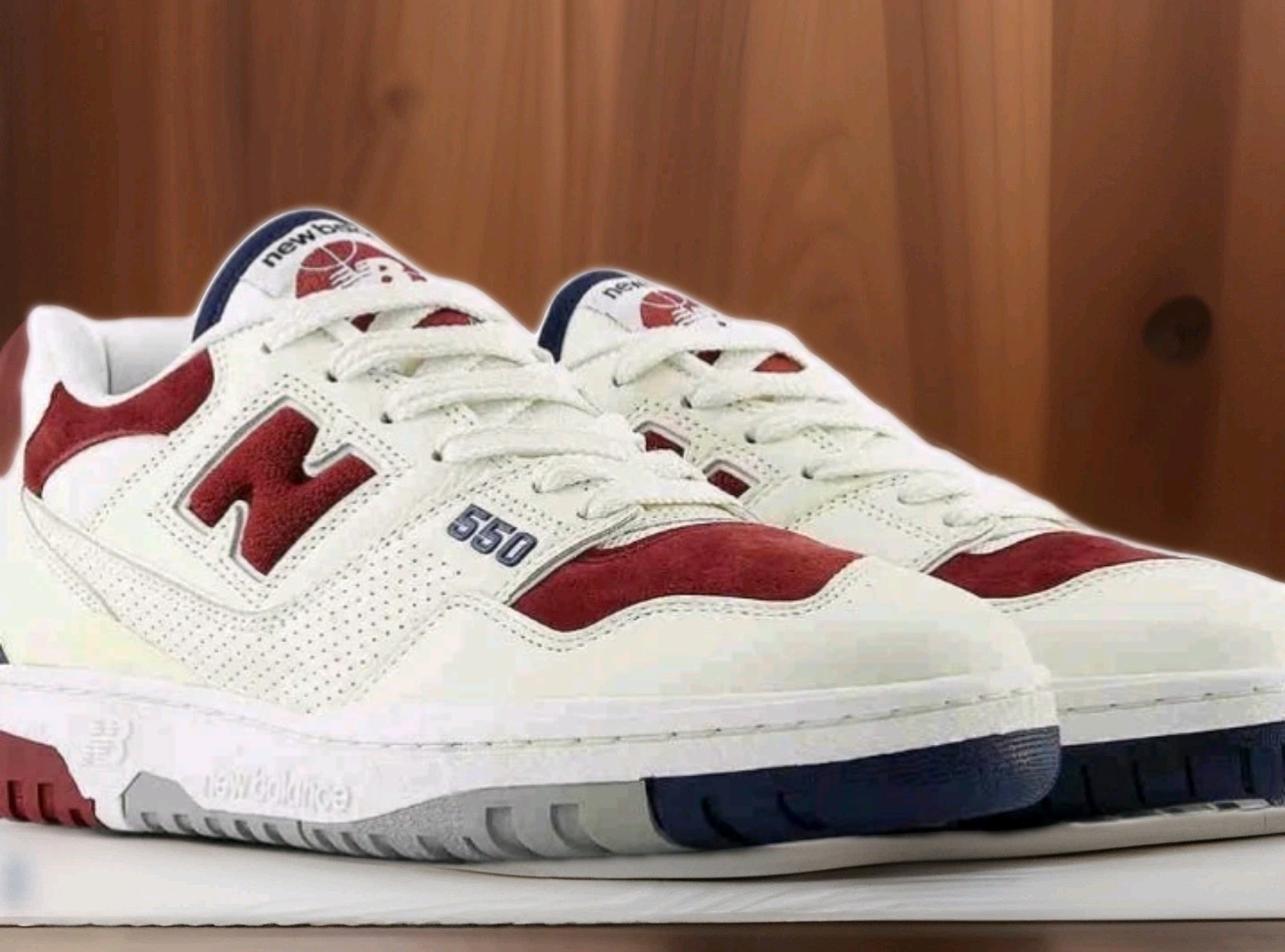 Mens New Balance 550 Suede Toe Pack -white Burgundy Navy BB550VRC Sz 9.5