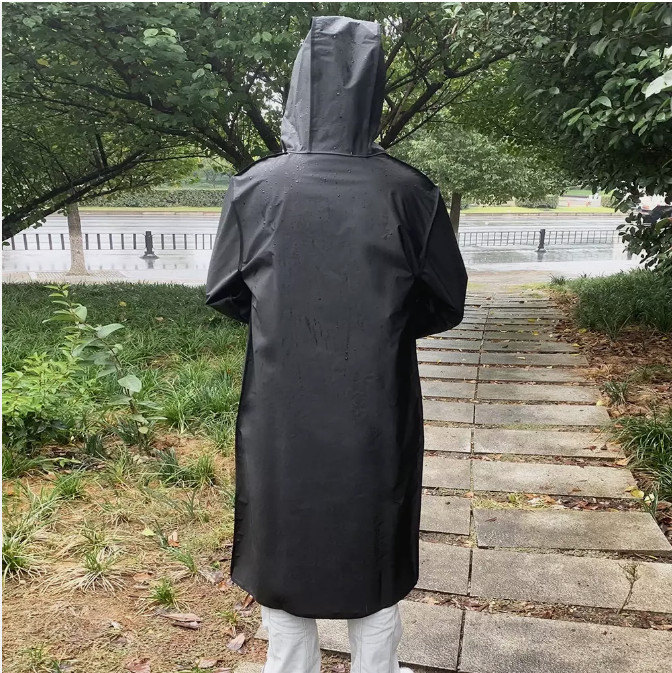 Men/Women Black Waterproof Raincoat Rain Coat Trench Poncho Rainwear Jacket