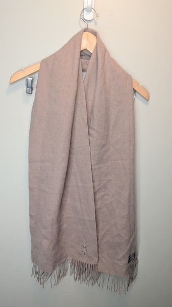 Pre-owned Genuine YSL 90% Wool 10% Cashmere Scarf Biege Made In Italy