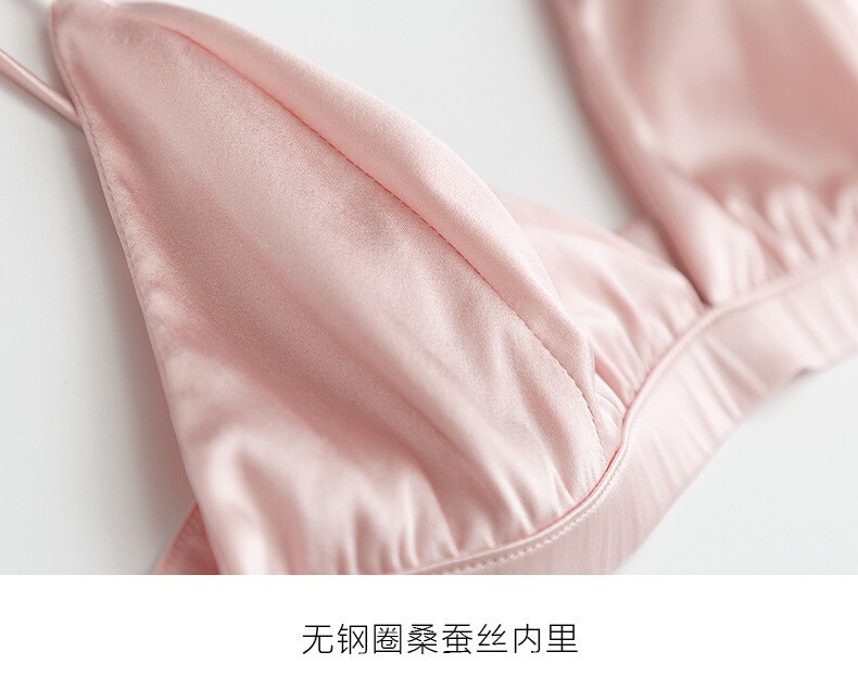 88% Mulberry Silk 12% Spandex Women Bra Thin Wire Free Wireless Bralette TG121