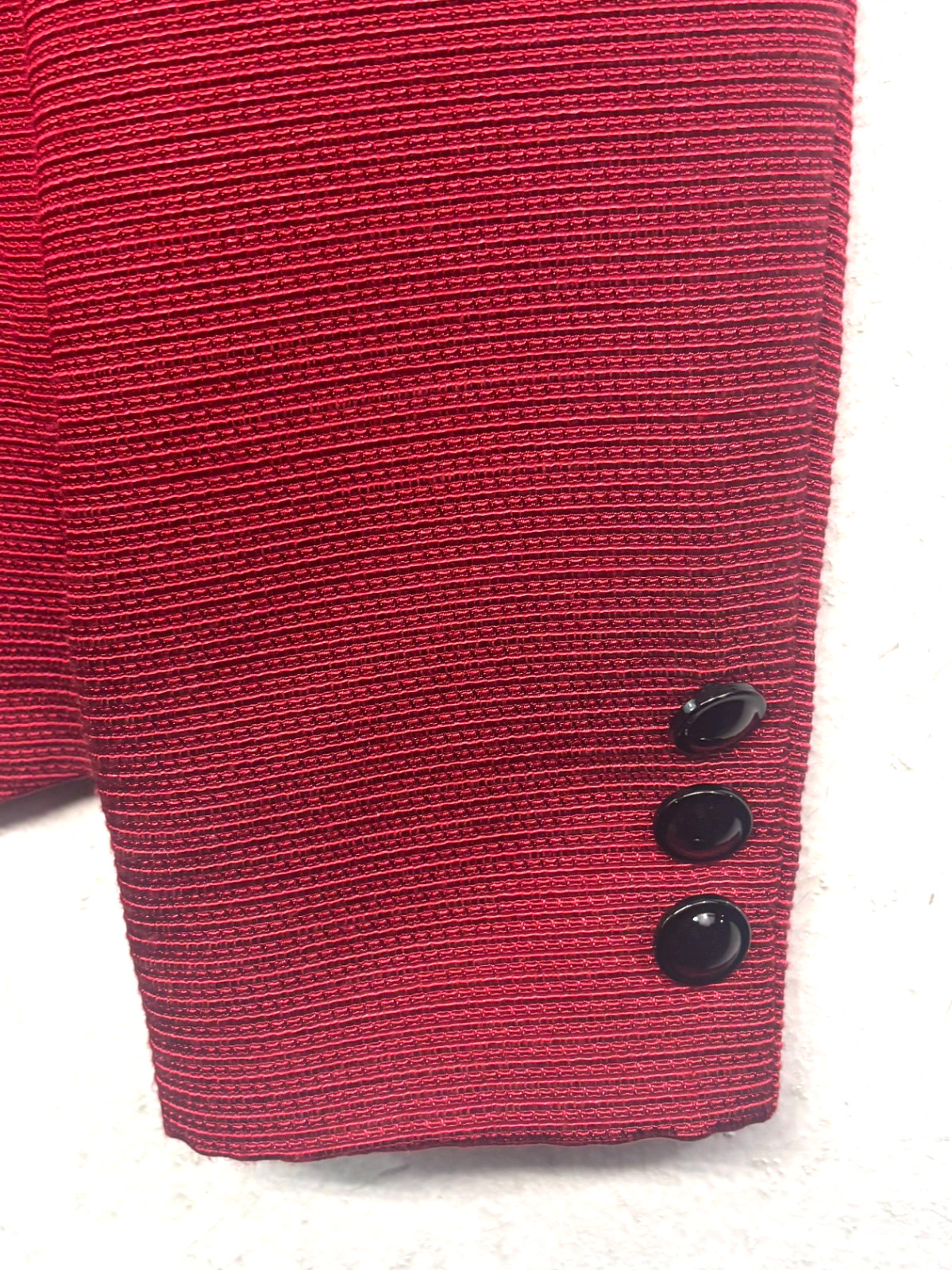 Antonio Melani M 8 10 Red 2pc Skirt Suit Double Breasted Square Neck Knit Career