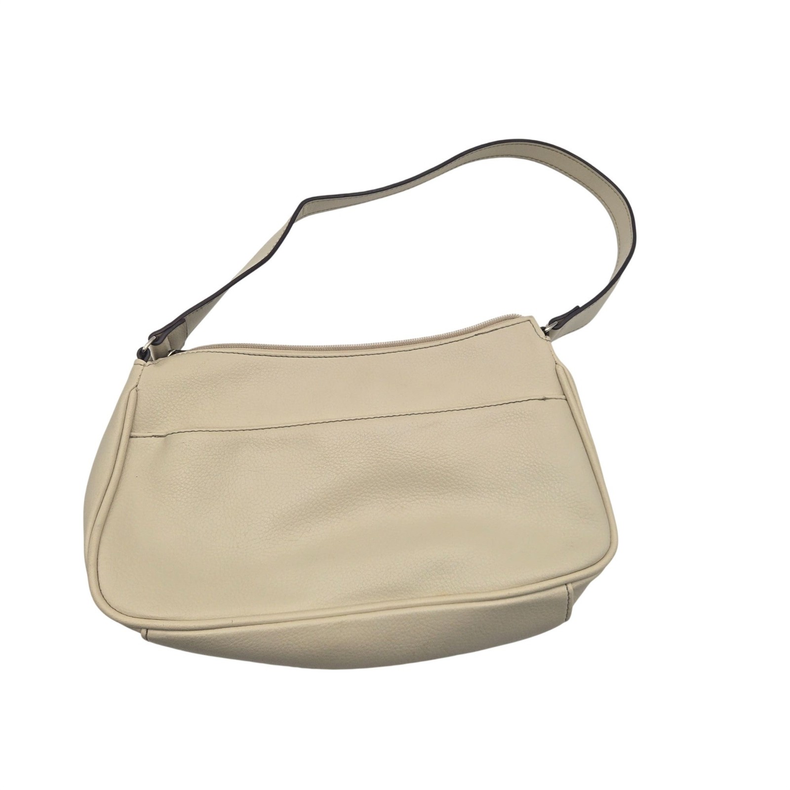 Villager Beige Faux Leather Shoulder Bag With Buckle Accent & Zipper Closure