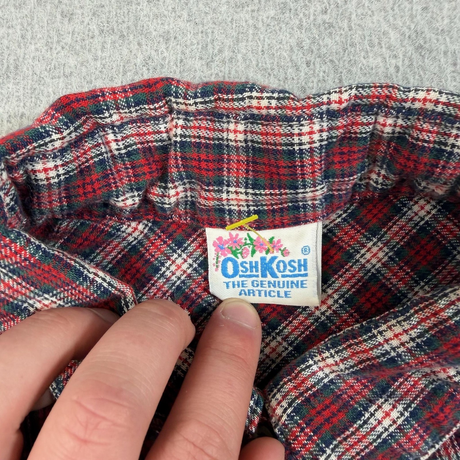 Vintage OshKosh Shirt Woman Large Red Plaid Button Western Flannel Heritage USA