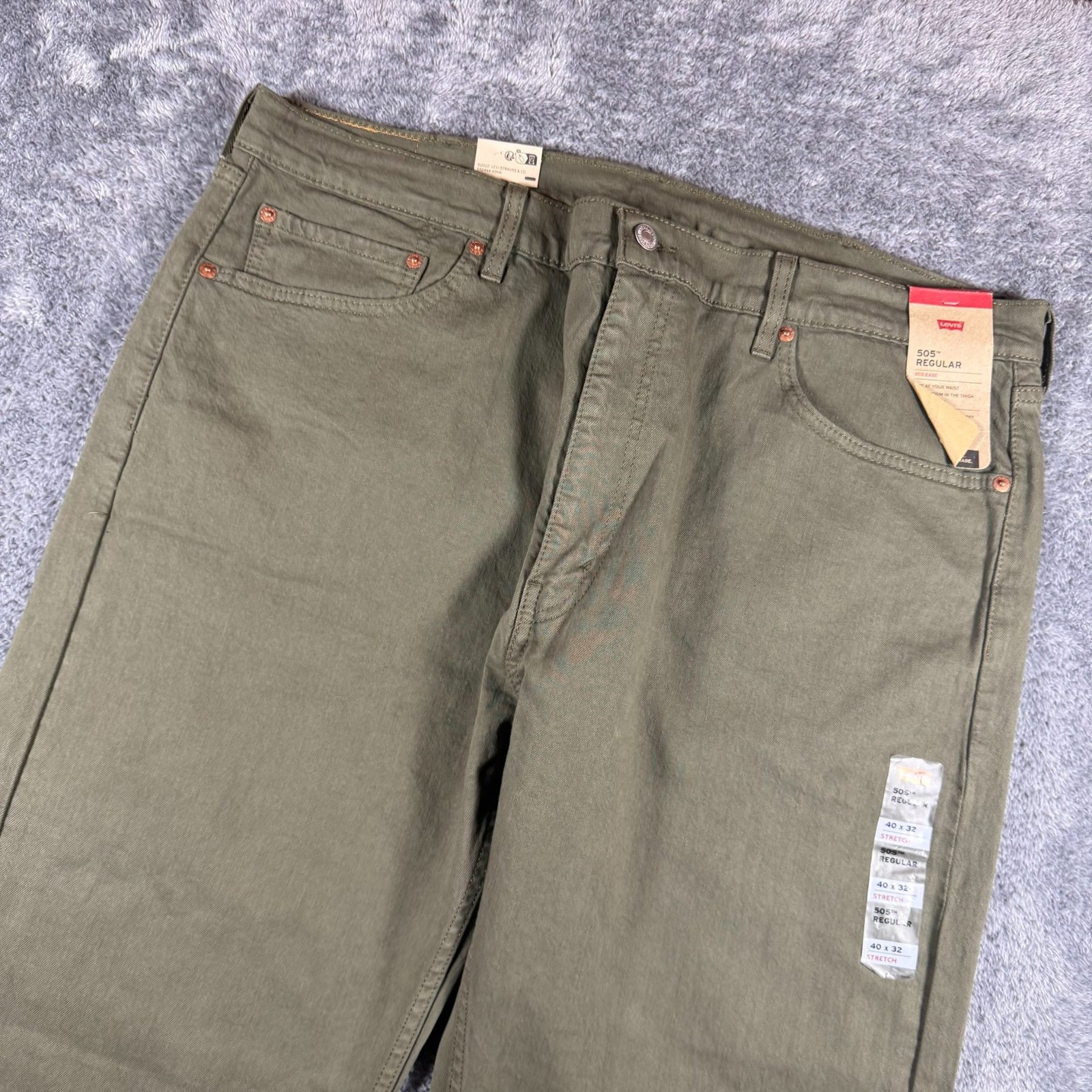 Levis 505 Jeans Mens 40×32 Green Regular Fit Stretch Denim NWT
