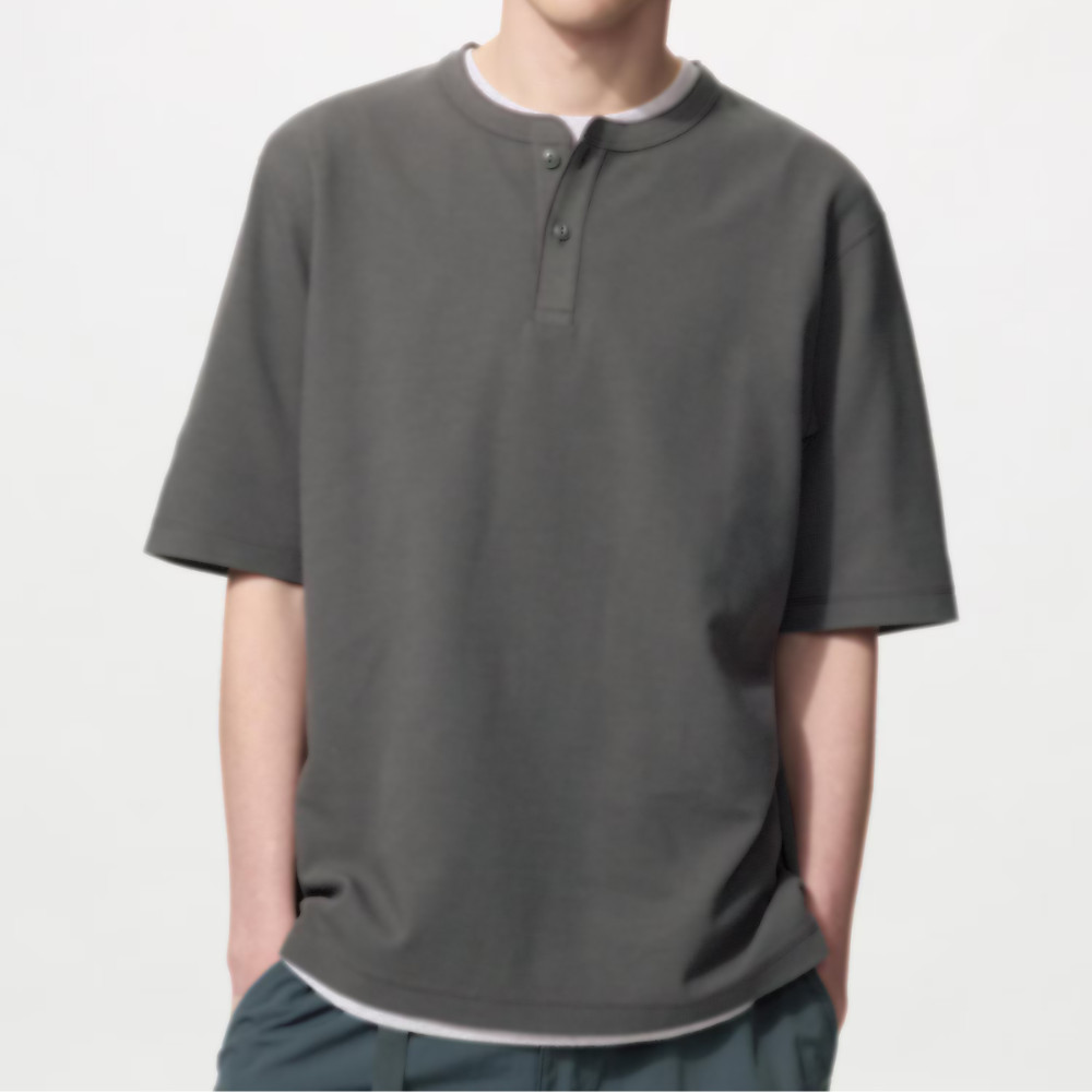 Uniqlo Dry Waffle Henley Neck T-Shirt Short Sleeve