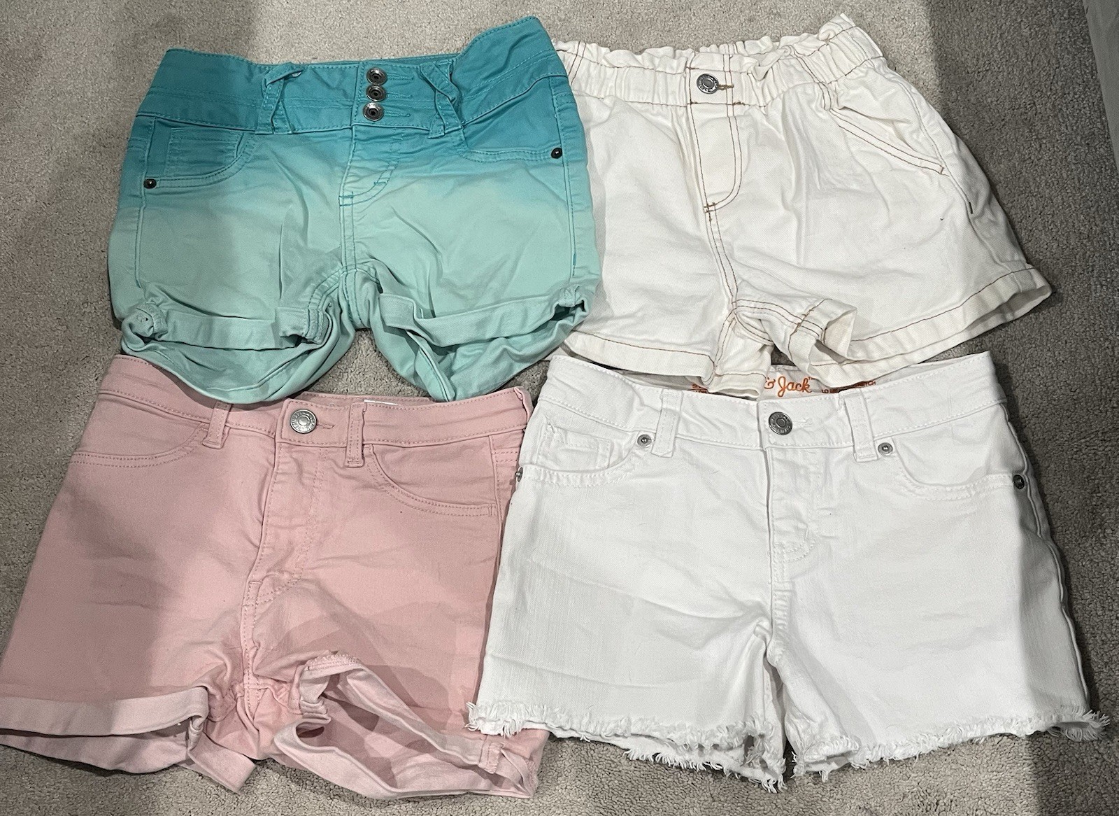 Youth kids Jean cut off shorts 7-8 multiple colors lot of four