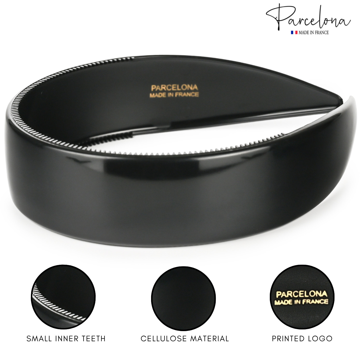 Parcelona Extra Wide French Headband 1.25 Inch Cellulose Acetate Hairband for
