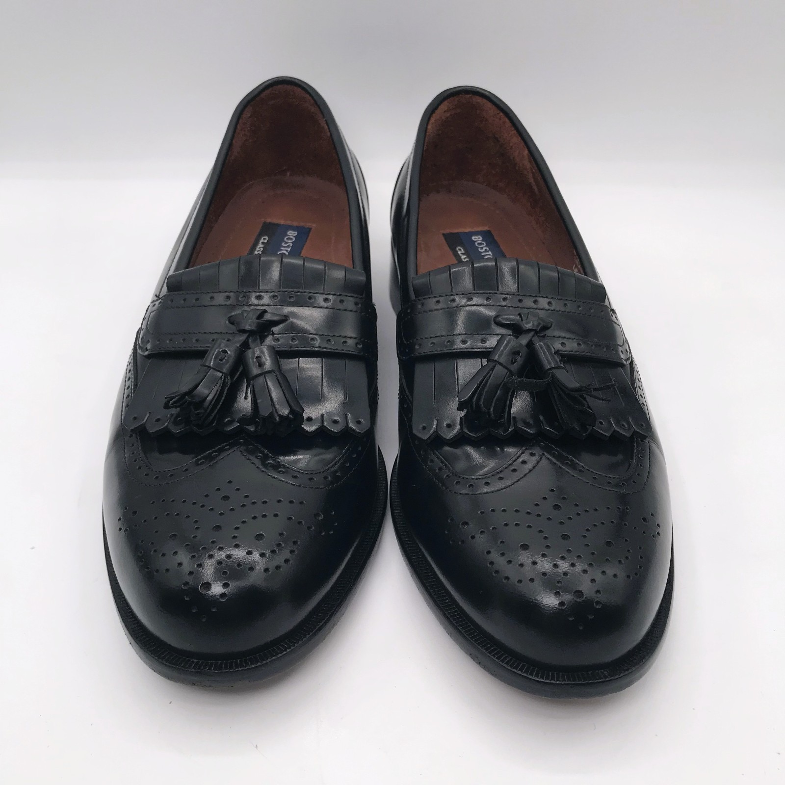 Bostonian Classics First Flex Black Leather Wingtip Tassel Loafers Mens Sz 8.5 M