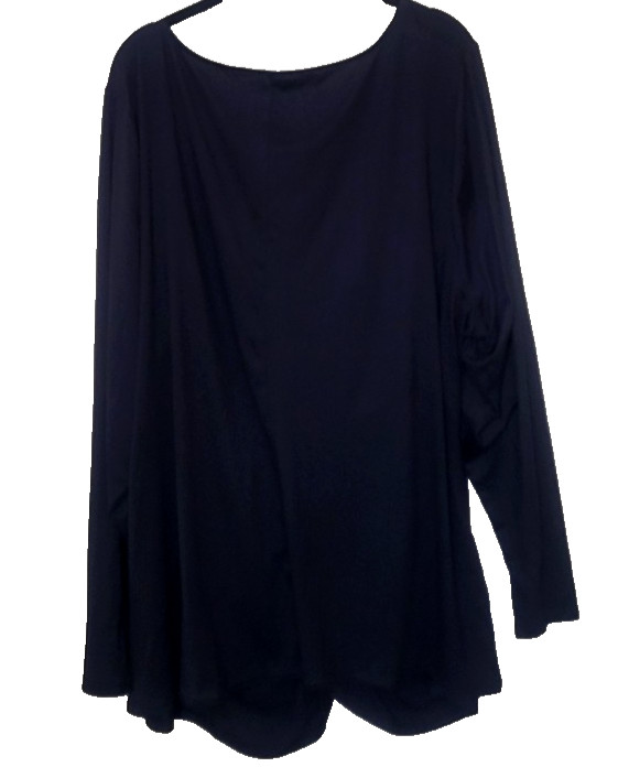 Lane Bryant NEW Sexy Ruched Stretch V Neck Long Sleeve Top Plus 30/32 5X Black