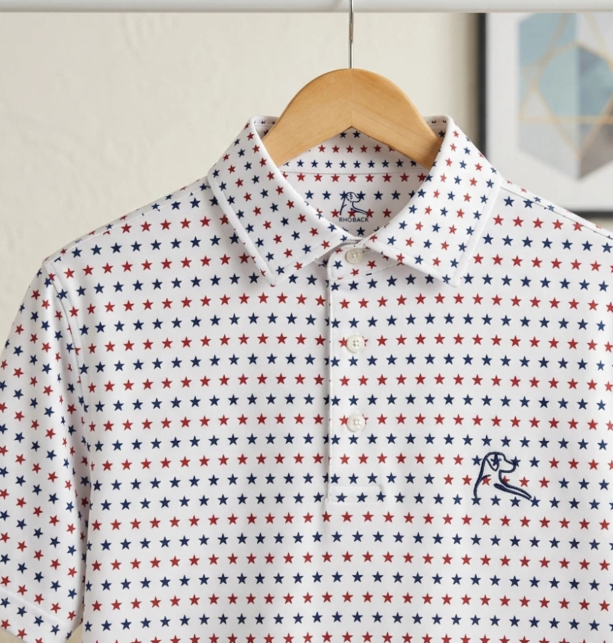 Rhoback The States Classic White, Red & Blue Performance Polo