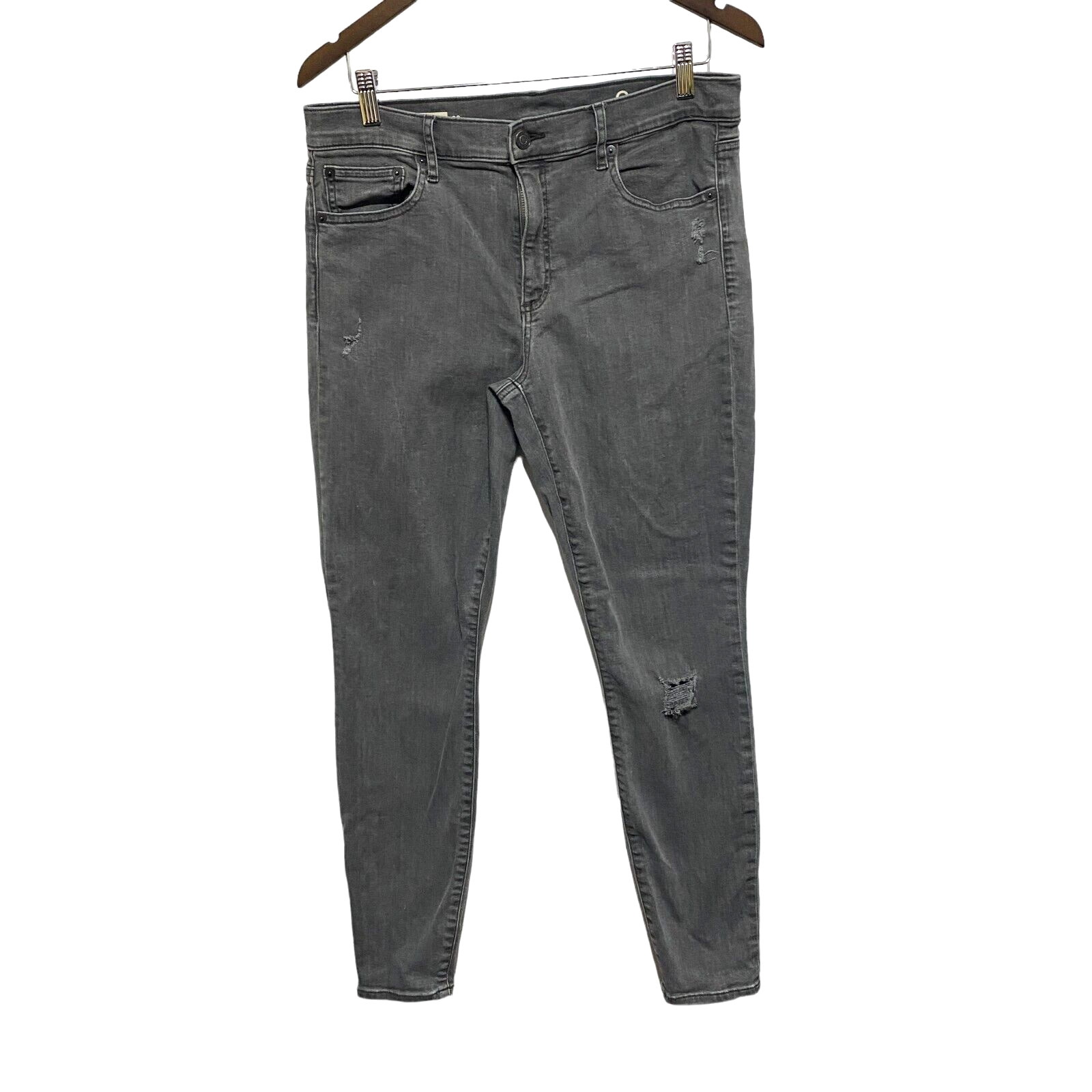 GAP Jeans Womens 32 Gray Resolution True Skinny Stretch Distressed High Rise