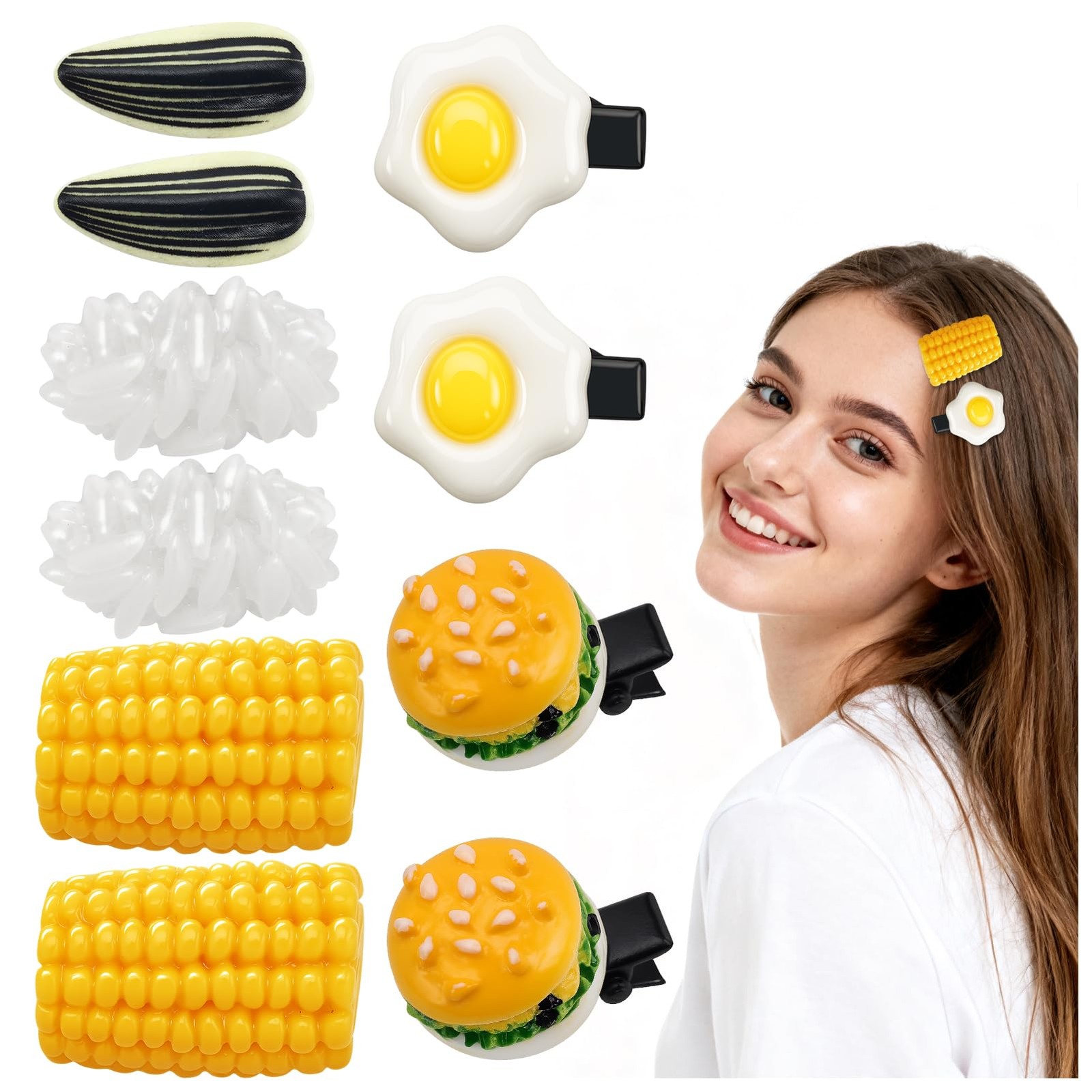 NINATY 10Pcs Food Hair Clips Cute 10 Count (Pack of 1), Multicolor