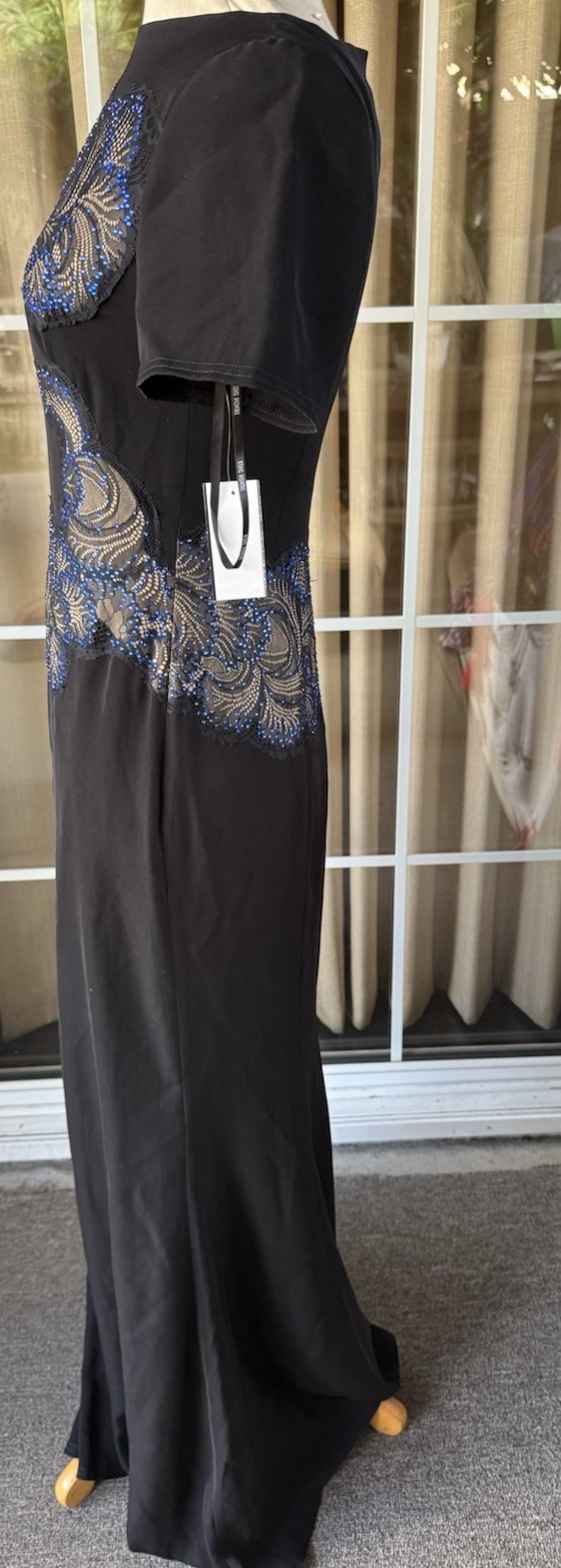 NWT Tadashi Shoji Crystal Lace Applique Side Panel Gown 4