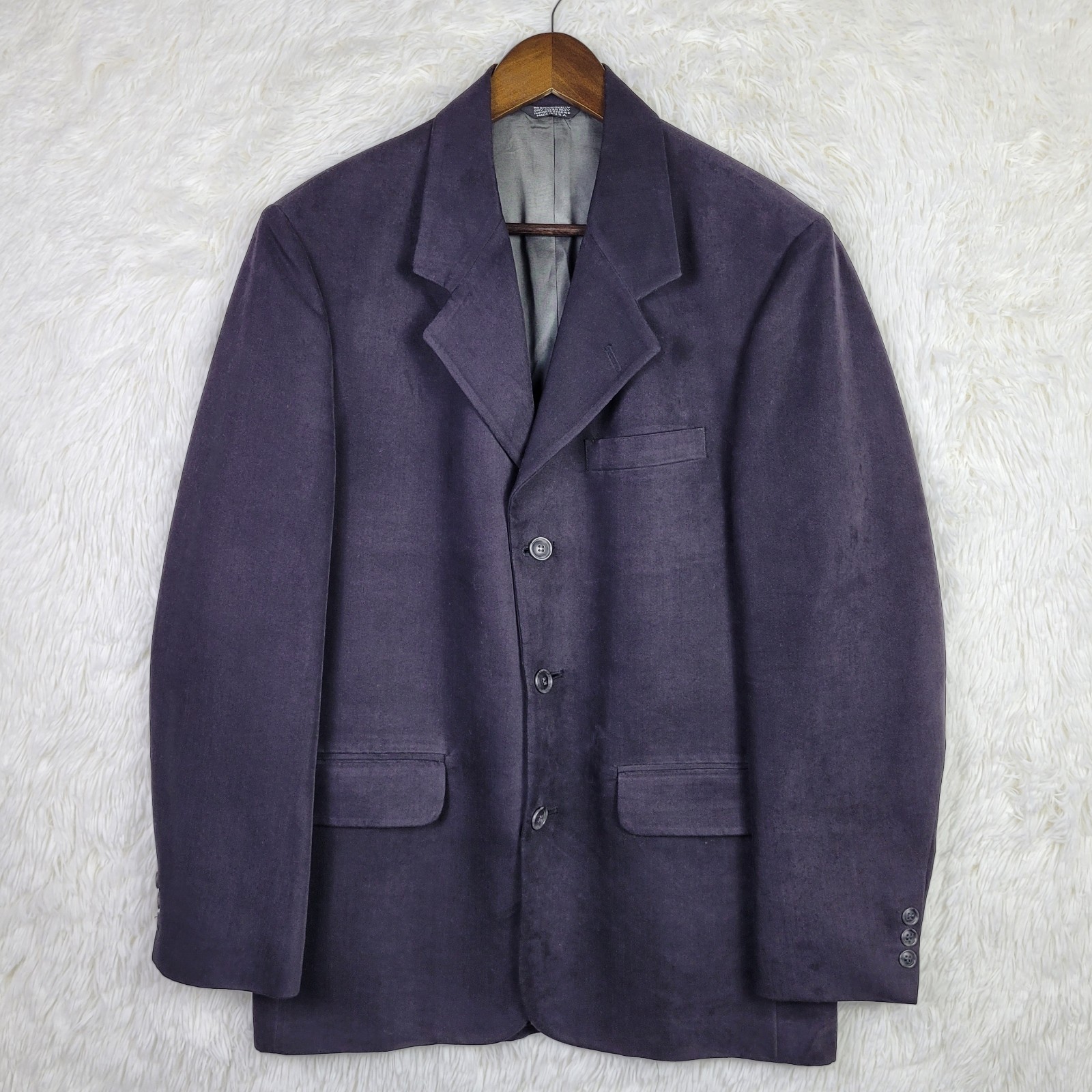 Vtg Cabrini Mens S Blue Black Twill Smooth Sport Coat Moleskin Feel