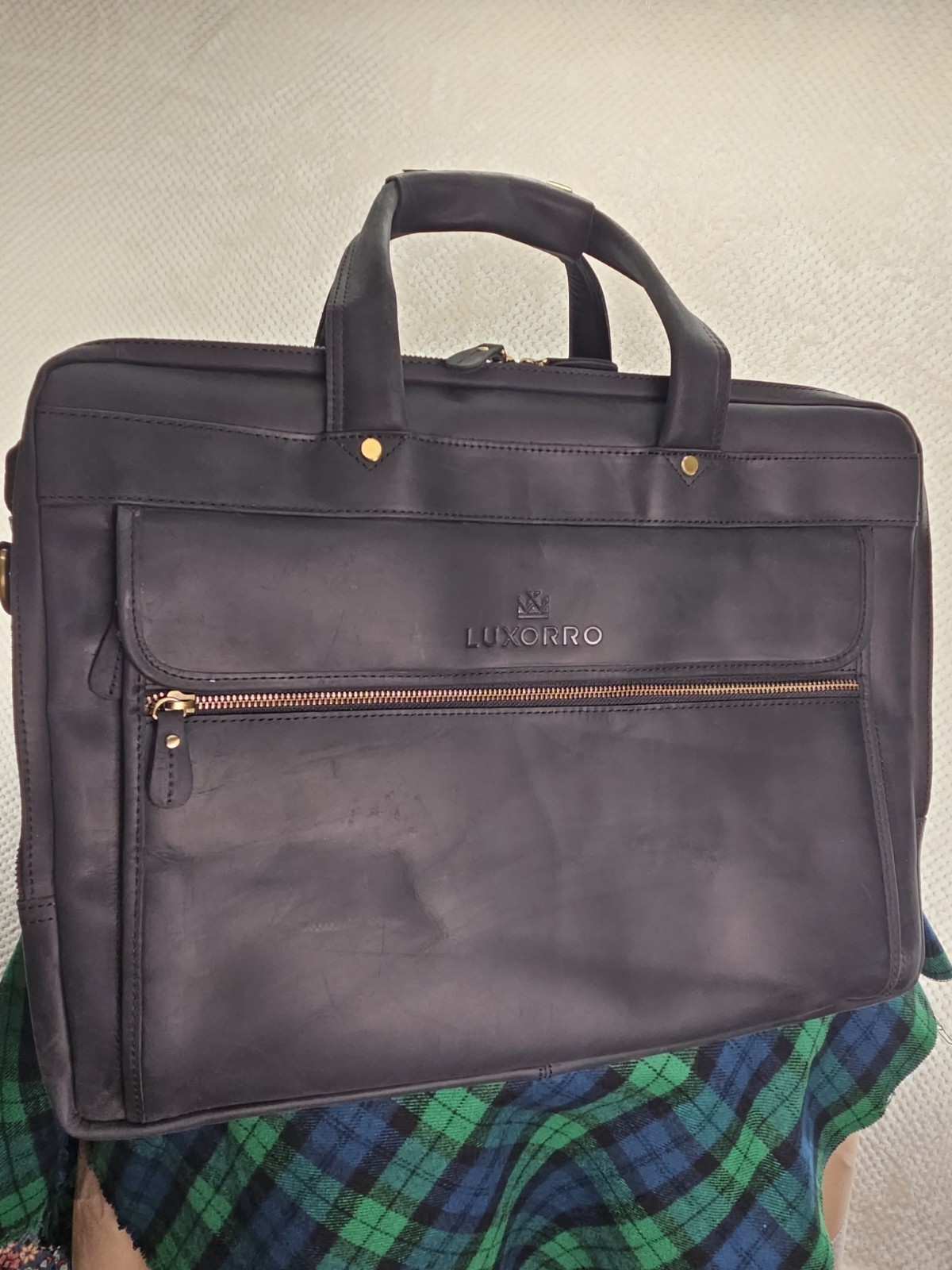 Luxorro Large Briefcase Fullgrain Leather Solid Brass Hardwear 17″×13″×5″ Superb