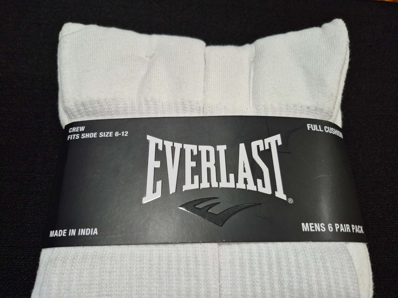 Everlast Mens Full Cushion Sports Training Crew Socks 6 Prs white size 6-12