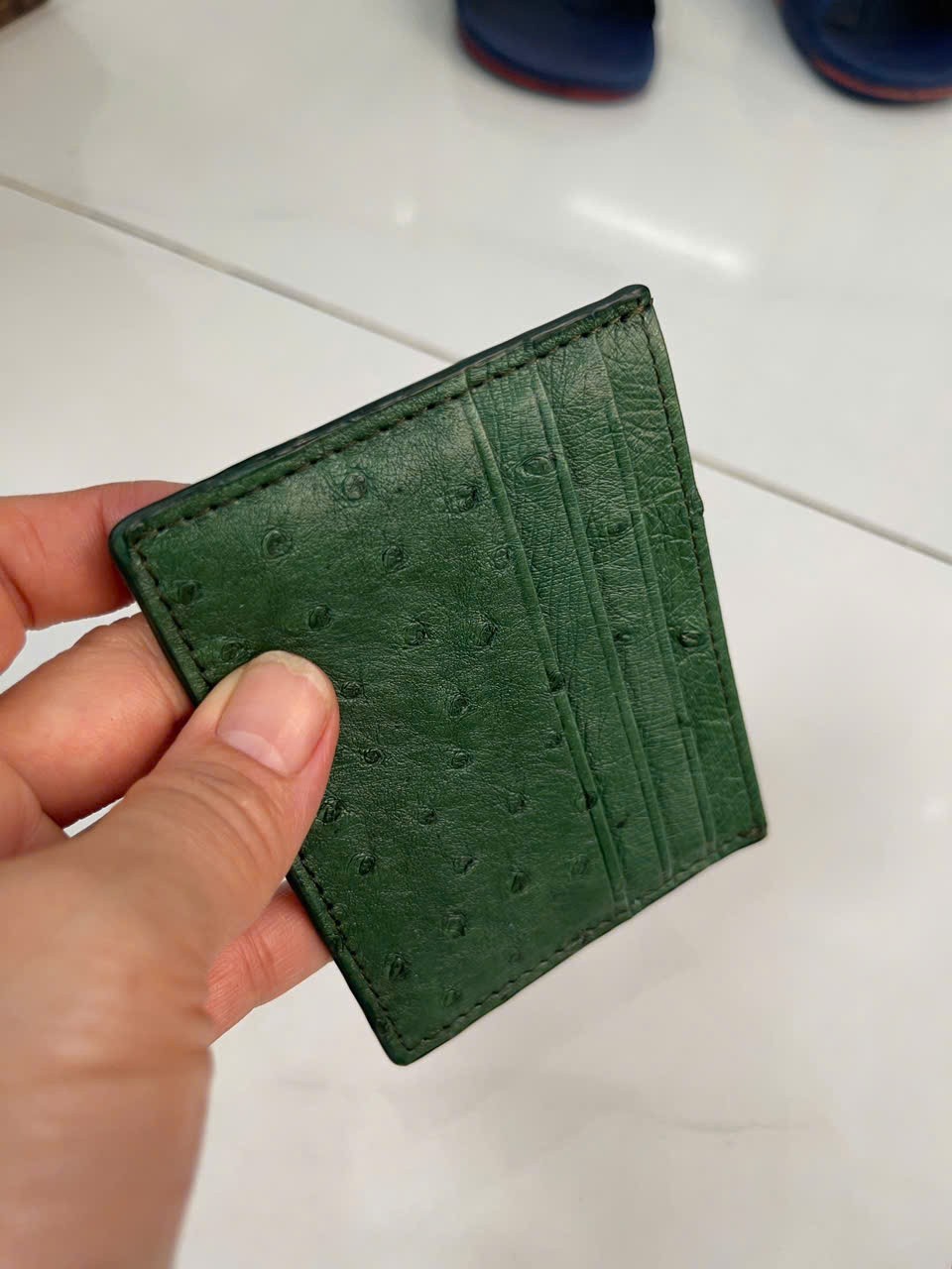 Green GENUINE OSTRICH LEATHER SKIN CREDIT CARD HOLDER/ CARD HOLDER FOR MEN