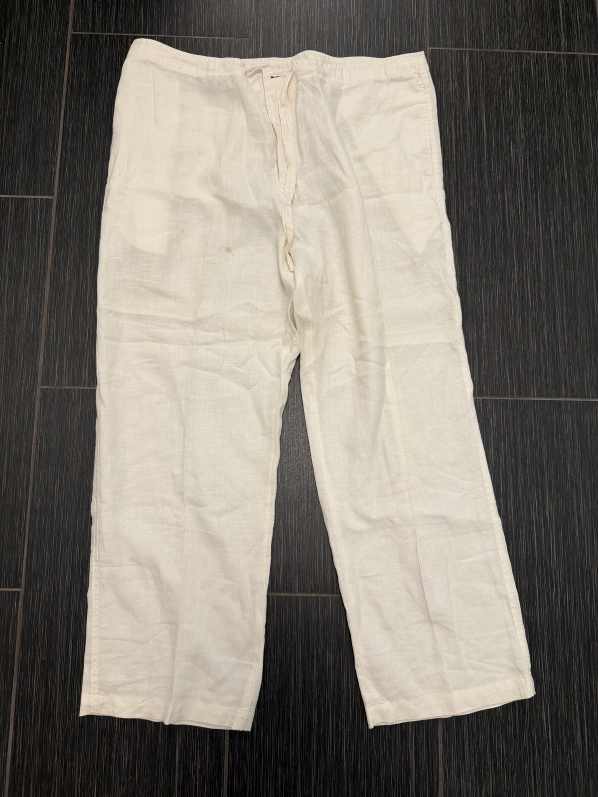 Nautica Explorer Vintage 100% Linen Pants Sz L Loose Fit Drawstring Coastal
